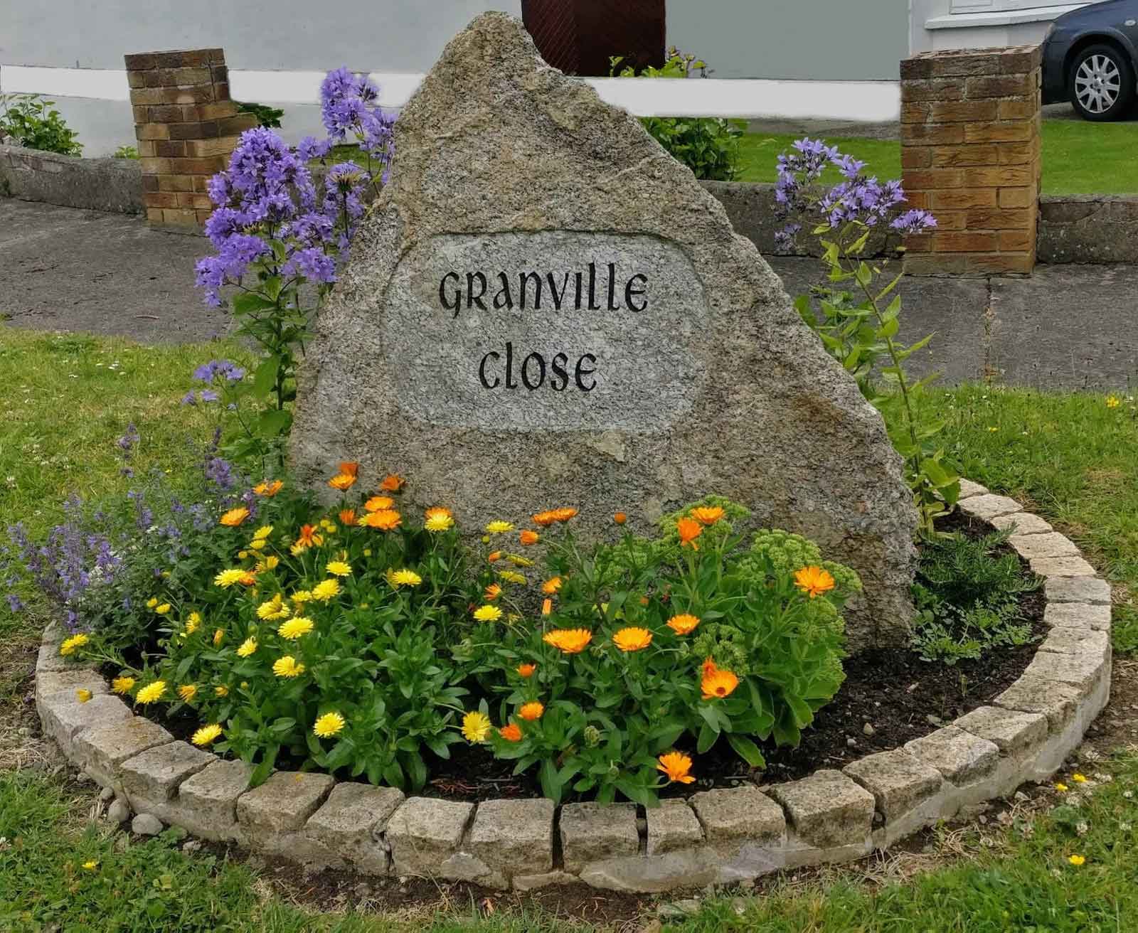 Granville Close name stone 2019